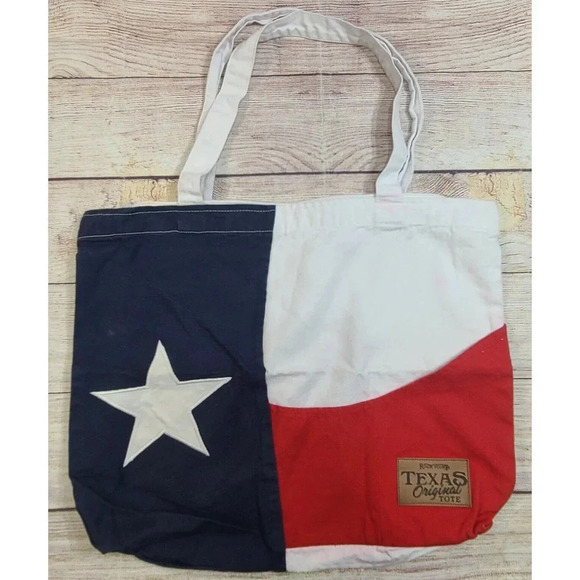 Rock Point Texas Flag Original Tote Bag Purse Women's Cotton Red White Navy Blue - Picture 1 of 8